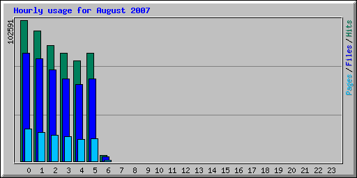 Hourly usage for August 2007